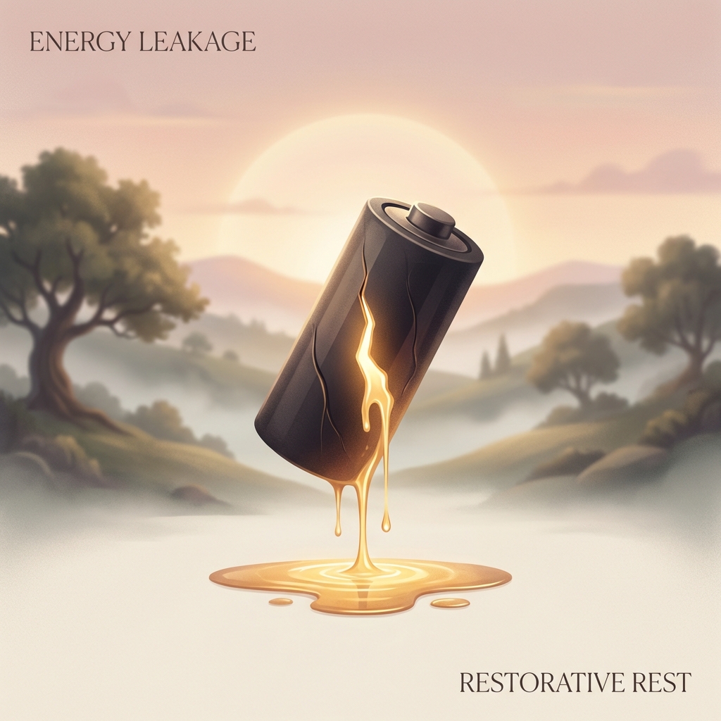 에너지 누수를 상징하는 배터리 방전 이미지