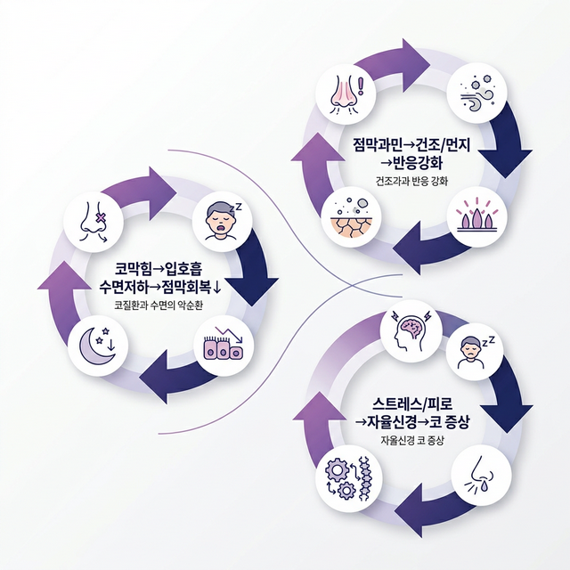 만성 비염 재발 3루프 인포그래픽